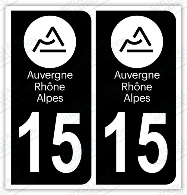 Auto - Autocollant immatriculation 15 – Auvergne-Rhône-Alpes
