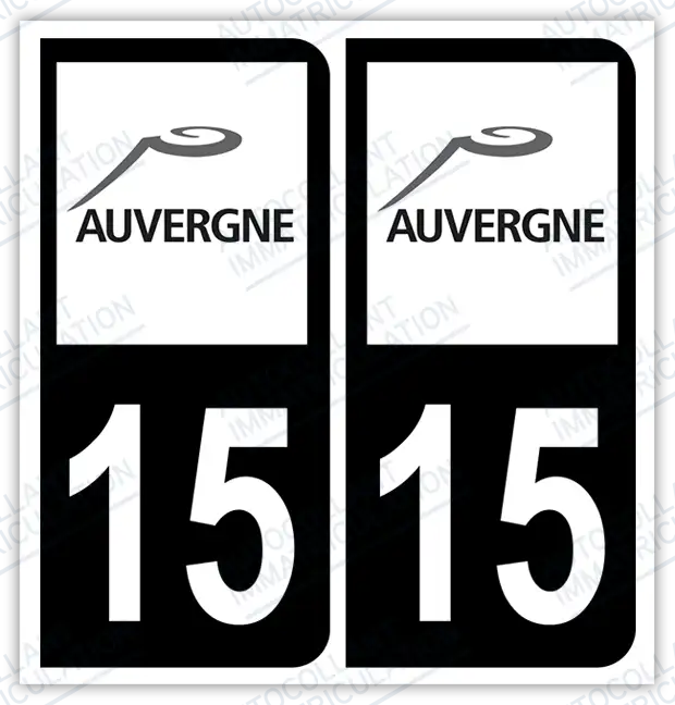 Auto - Autocollant immatriculation 15 – Auvergne