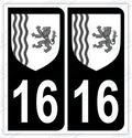 Auto - Autocollant immatriculation 16 – Blason Nouvelle-Aquitaine