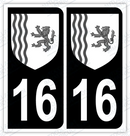 Auto - Autocollant immatriculation 16 – Blason Nouvelle-Aquitaine