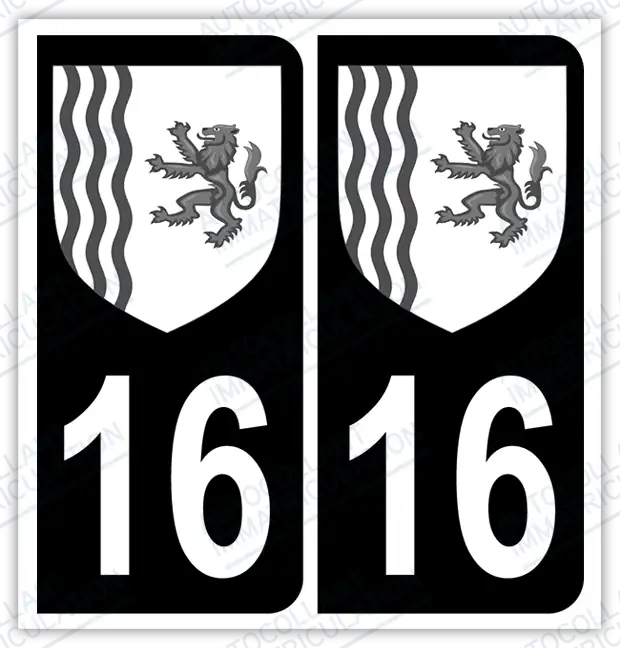 Auto - Autocollant immatriculation 16 – Blason Nouvelle-Aquitaine