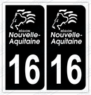 Auto - Autocollant immatriculation 16 – Nouvelle-Aquitaine
