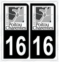 Auto - Sticker immatriculation 16 - Charente