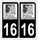 Auto - Sticker immatriculation 16 - Charente
