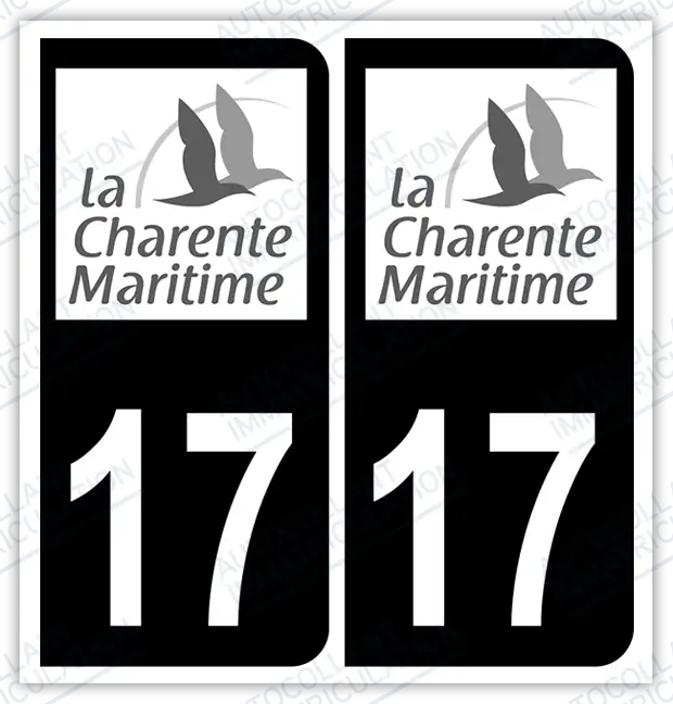 Auto - Autocollant immatriculation 17 – Blason Charente-Maritime