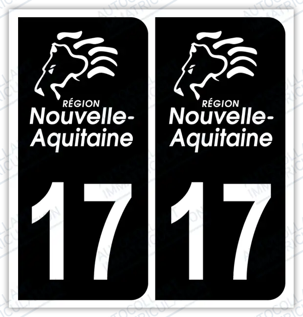 Auto - Autocollant immatriculation 17 – Nouvelle-Aquitaine