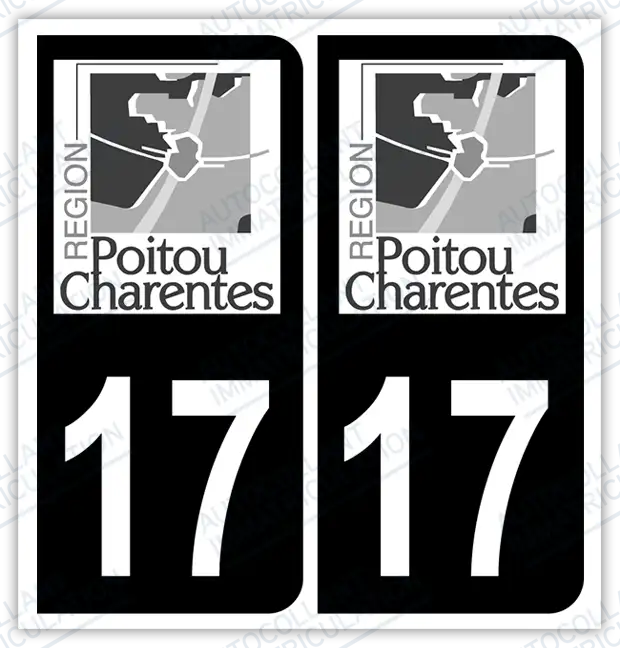 Auto - Autocollant immatriculation 17 – Poitou-Charentes