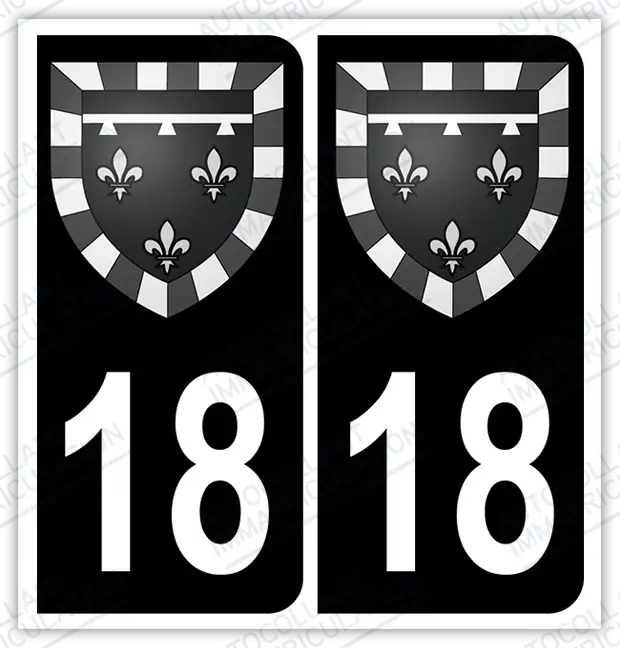 Auto - Sticker immatriculation 18 – Blason Centre-Val de Loire