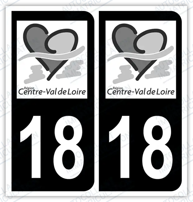 Auto - Sticker immatriculation 18 – Centre-Val de Loire