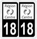 Auto - Autocollant immatriculation 18 – Centre-Val de Loire