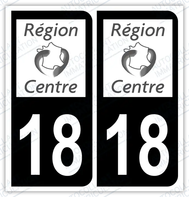 Auto - Autocollant immatriculation 18 – Centre-Val de Loire