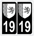 Auto - Autocollant immatriculation 19 – Blason Nouvelle Aquitaine