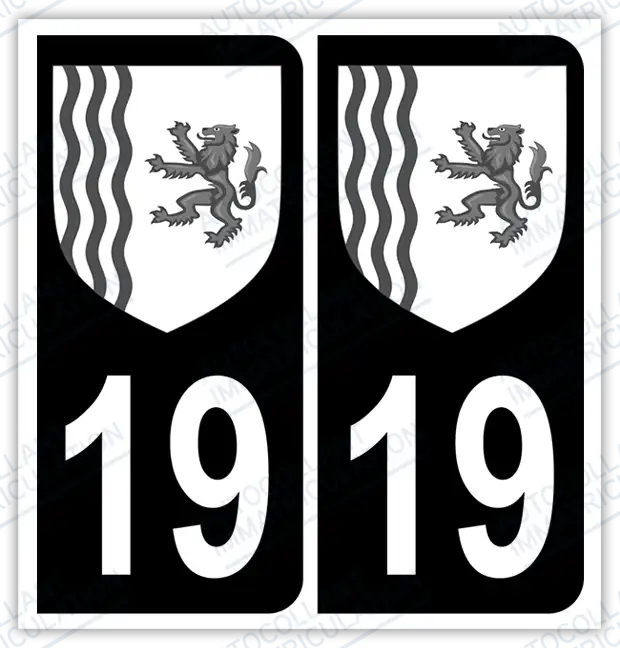 Auto - Autocollant immatriculation 19 – Blason Nouvelle Aquitaine