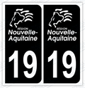 Auto - Autocollant immatriculation 19 - Nouvelle Aquitaine
