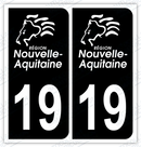 Auto - Autocollant immatriculation 19 – Nouvelle-Aquitaine