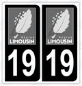 Auto - Autocollant immatriculation 19 - Corrèze