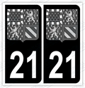 Auto - Autocollant immatriculation 21 - Blason Bourgogne Franche-Comté