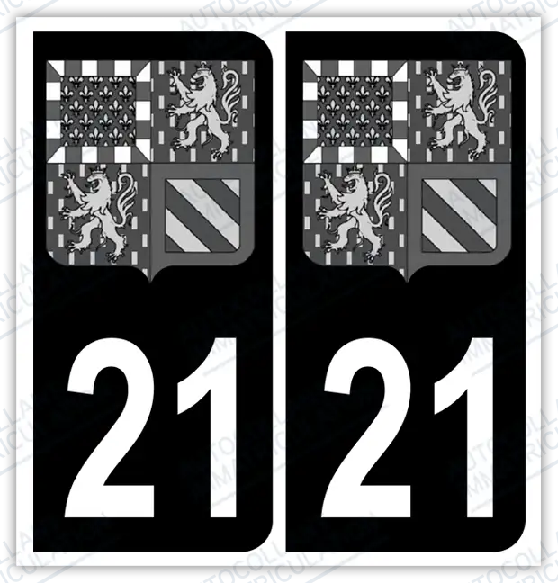 Auto - Autocollant immatriculation 21 - Blason Bourgogne Franche-Comté