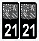 Auto - Autocollant immatriculation 21 – Blason Bourgogne Franche-Comté