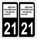 Auto - Autocollant immatriculation 21 - Nouvelle région Bourgogne Franche-Comté