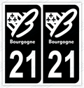 Auto - Autocollant immatriculation 21 – Bourgogne