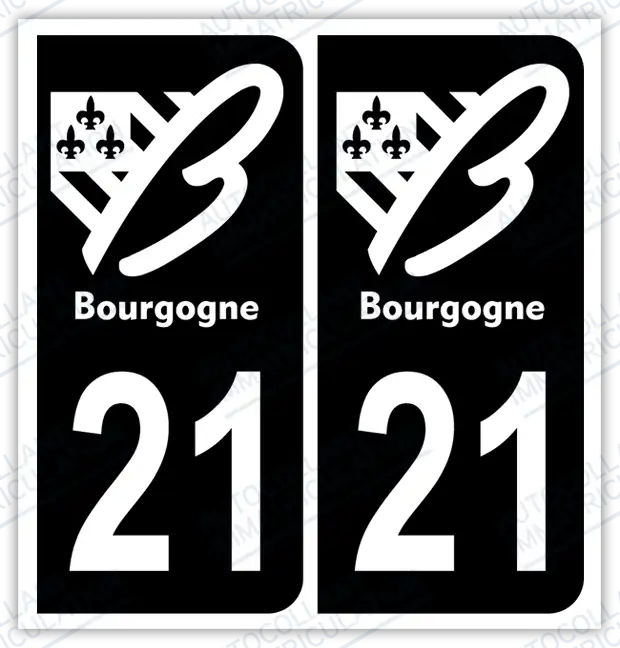 Auto - Autocollant immatriculation 21 – Bourgogne