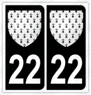 Auto - Autocollant immatriculation 22 – Blason Bretagne