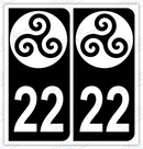 Auto - Autocollant immatriculation 22 – Bretagne