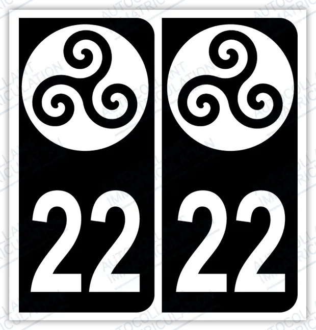 Auto - Autocollant immatriculation 22 – Bretagne