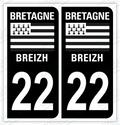 Auto - Autocollant immatriculation 22 – Côtes d'Armor
