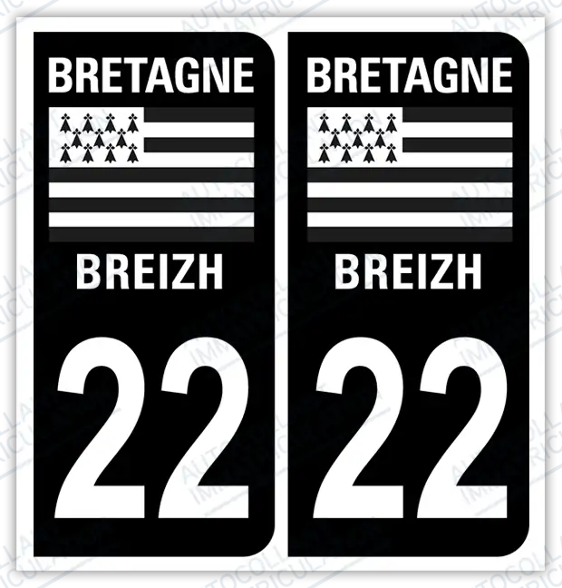 Auto - Autocollant immatriculation 22 – Côtes d'Armor