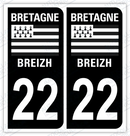 Auto - Autocollant immatriculation 22 – Bretagne