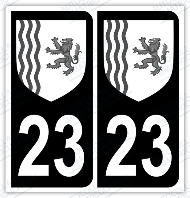 Auto - Autocollant immatriculation 23 – Blason Nouvelle-Aquitaine