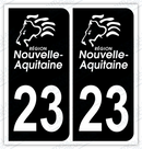 Auto - Autocollant immatriculation 23 – Nouvelle-Aquitaine