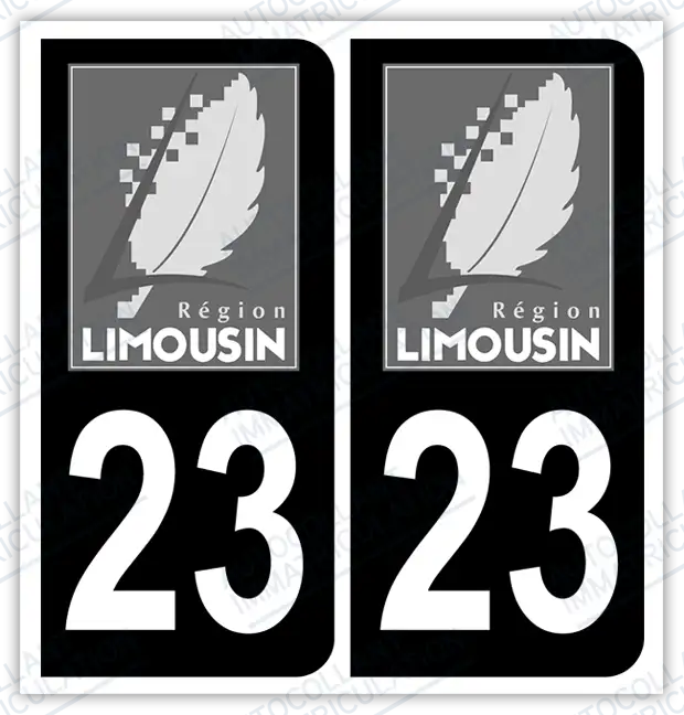 Auto - Autocollant immatriculation 23 – Nouvelle-Aquitaine