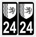 Auto - Autocollant immatriculation 24 – Blason Nouvelle-Aquitaine