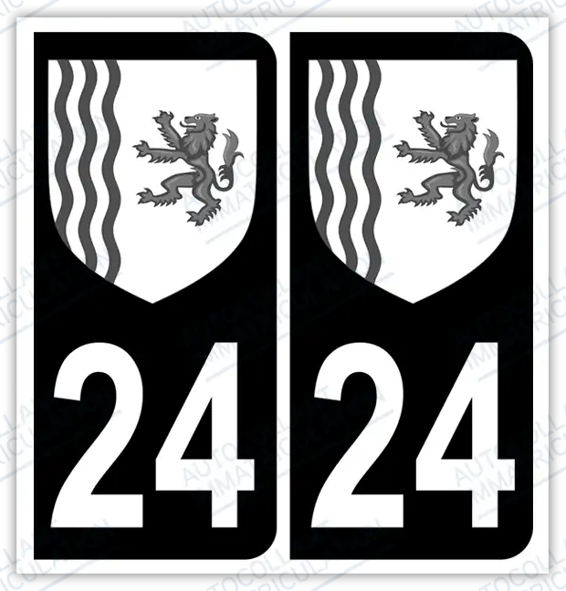 Auto - Autocollant immatriculation 24 – Blason Nouvelle-Aquitaine