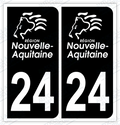 Auto - Autocollant immatriculation 24 – Nouvelle-Aquitaine