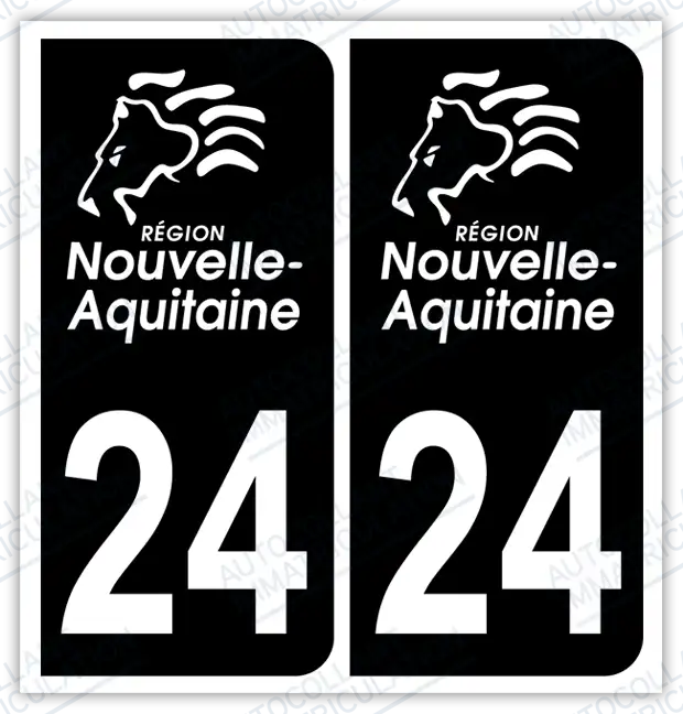 Auto - Autocollant immatriculation 24 – Nouvelle-Aquitaine