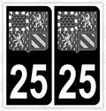 Auto - Autocollant immatriculation 25 – Blason Bourgogne Franche-Comté