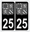 Auto - Autocollant immatriculation 25 – Blason Bourgogne Franche-Comté