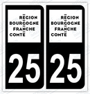 Auto - Autocollant immatriculation 25 – Blason Bourgogne-Franche-Comté