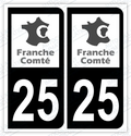 Auto - Autocollant immatriculation 25 – Franche-Comté