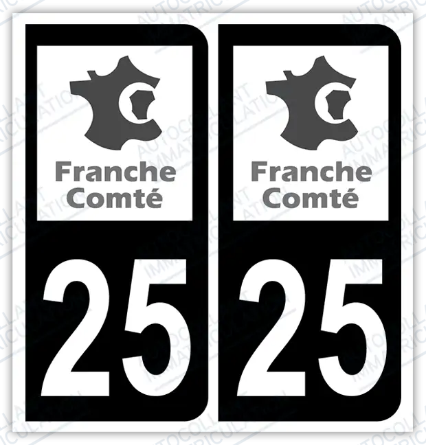 Auto - Autocollant immatriculation 25 – Franche-Comté