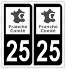 Auto - Autocollant immatriculation 25 – Franche-Comté