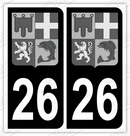 Auto - Autocollant immatriculation 26 – Blason Auvergne Rhône Alpes