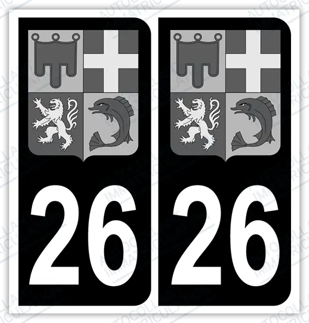 Auto - Autocollant immatriculation 26 – Blason Auvergne Rhône Alpes