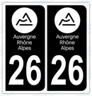 Auto - Autocollant immatriculation 26 – Auvergne-Rhône-Alpes