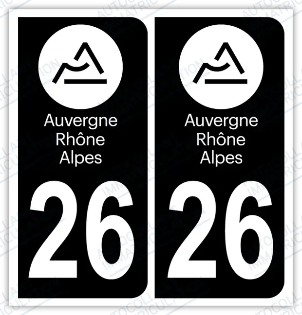 Auto - Autocollant immatriculation 26 – Auvergne-Rhône-Alpes