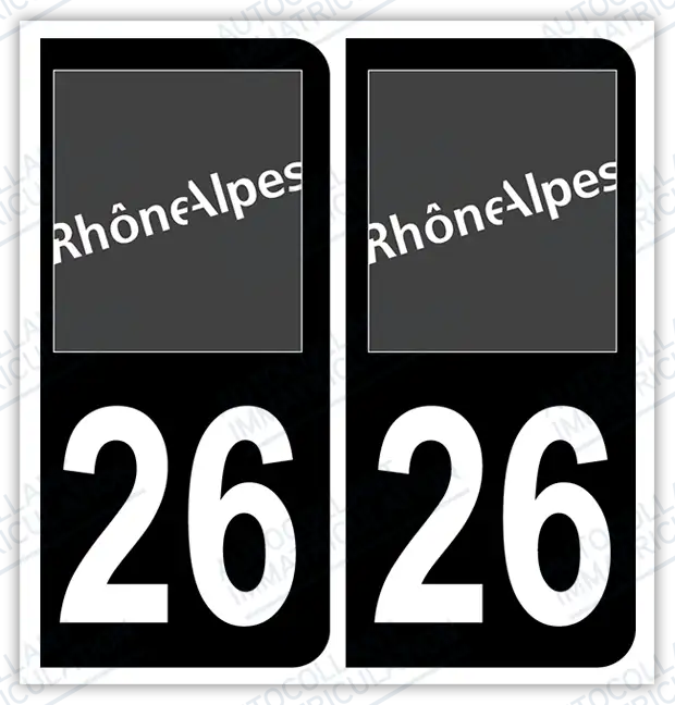 Auto - Autocollant immatriculation 26 – Auvergne-Rhône-Alpes